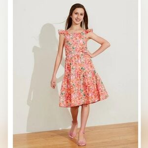 GB Girls Social Big Girls Floral Print Flutter  Top & Tiered Midi Skirt